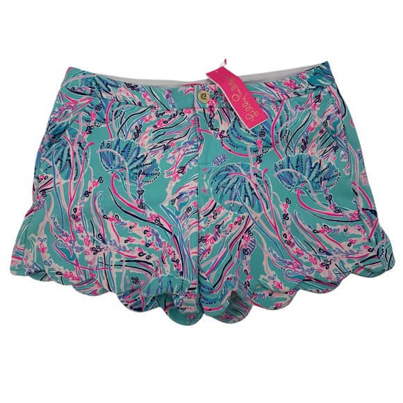 NWT Lilly Pulitzer Buttercup‎ Knit Shorts Women Stretched Pockets Scalloped 10 - Picture 1 of 7
